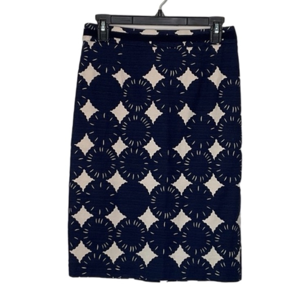 Women's Boden Navy & Cream Printed Lined Pencil Skirt Size 6